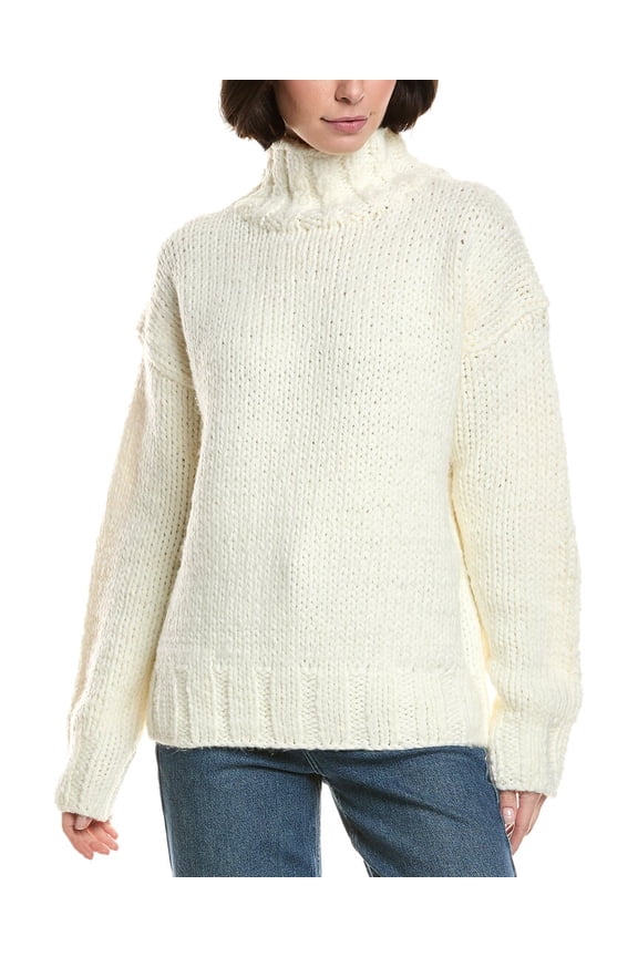 womens  Thick Turtleneck Sweater, m, White