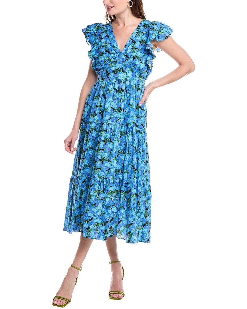 blue three drawer dresser Blue Floral Ruched Bodycon Midi Dress