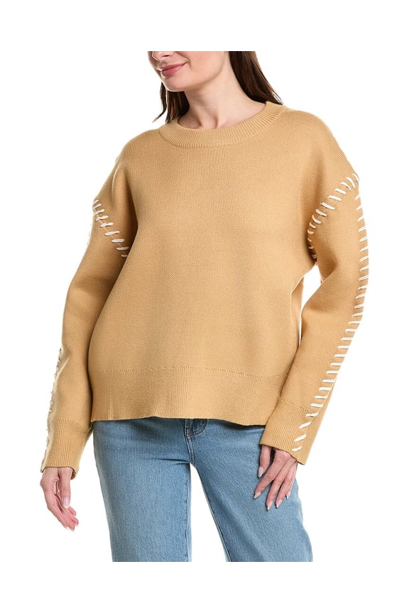 womens Whipstitch Sweater, m, Brown