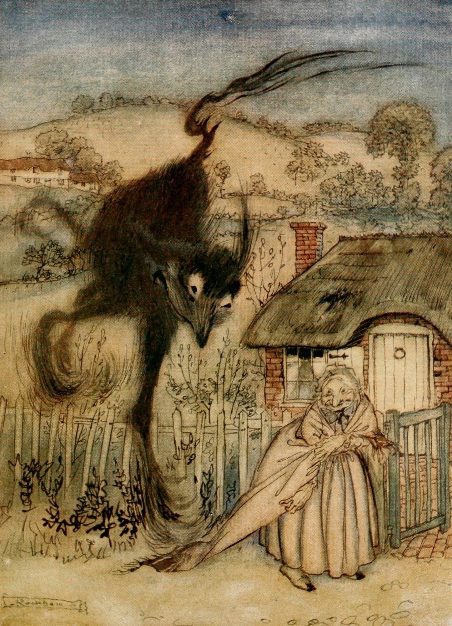 English Fairy Tales 1927 Bogey beast Canvas Art - A Rackham (18 x 24)