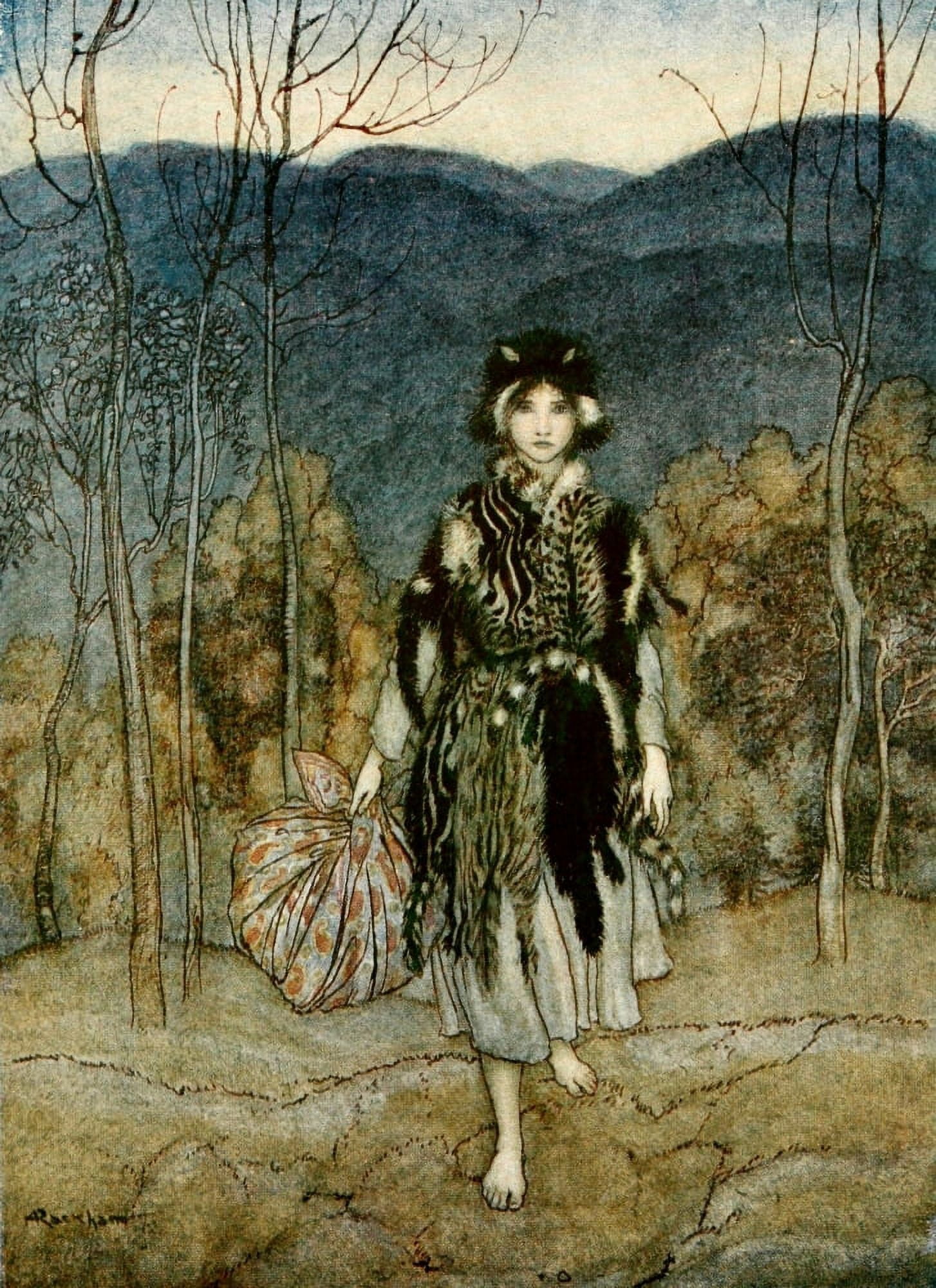 English Fairy Tales 1927 Catskin Canvas Art - A Rackham (18 x 24)