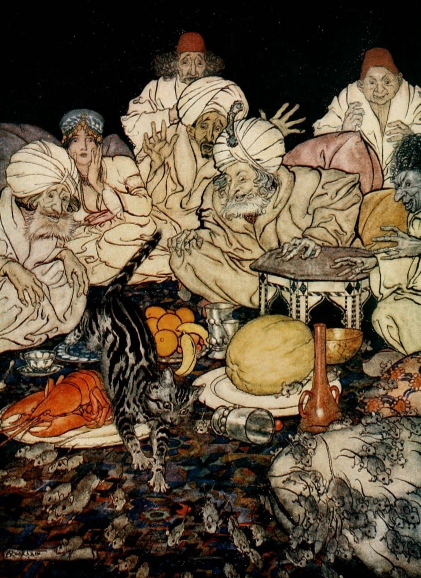 English Fairy Tales 1927 Dick Whittington & his Cat Canvas Art - A Rackham (18 x 24)