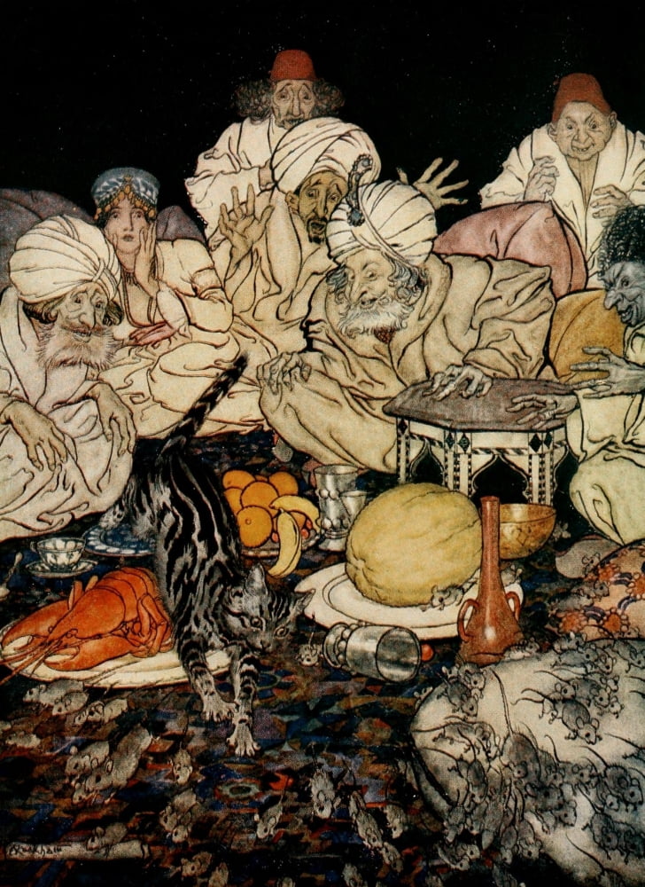 English Fairy Tales 1927 Dick Whittington & his Cat Canvas Art - A Rackham (24 x 36)