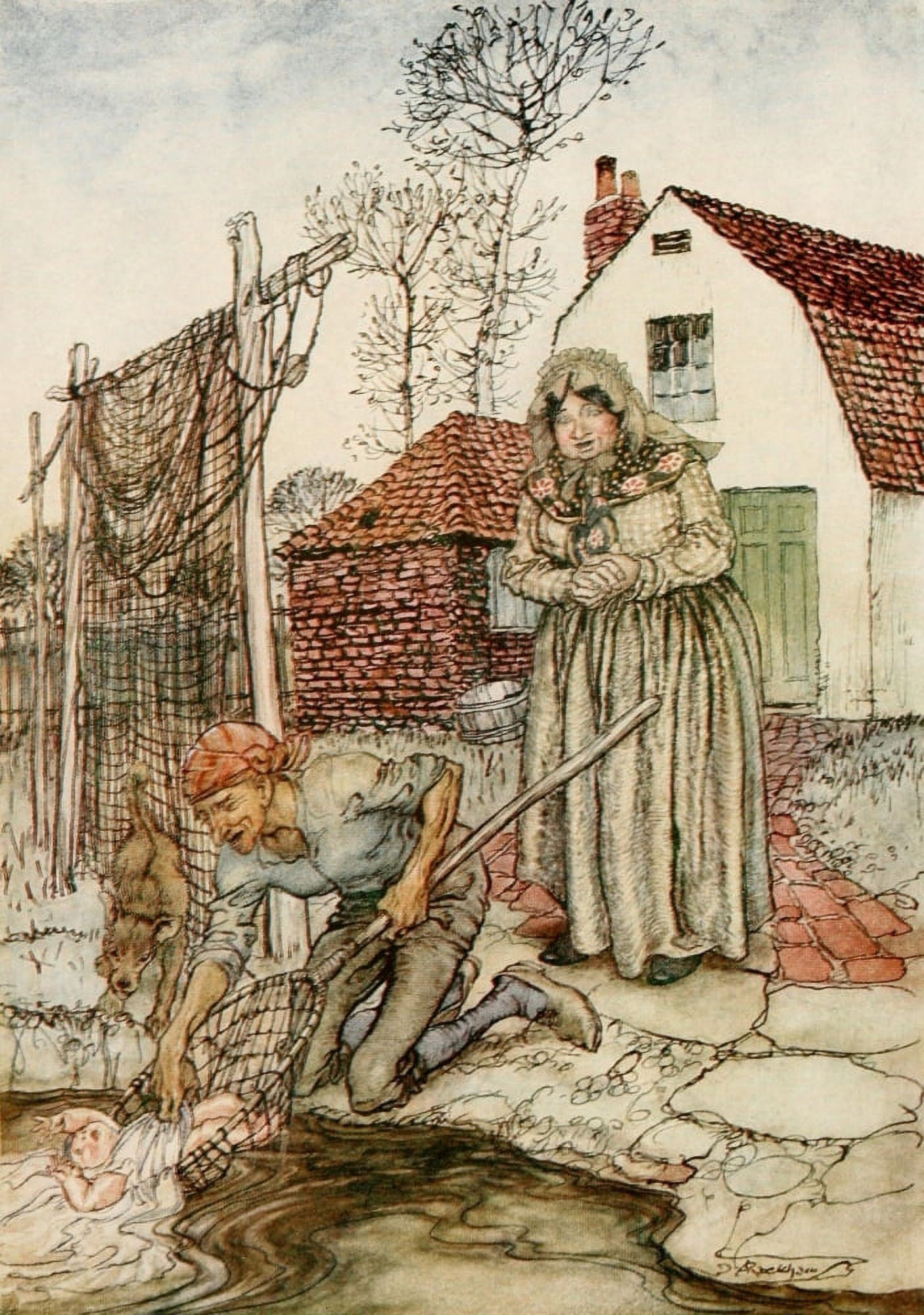 English Fairy Tales 1927 Fish & the Ring Canvas Art - A Rackham (24 x 36)