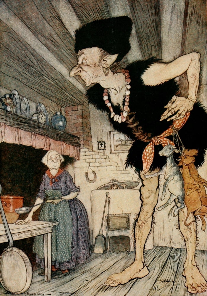 English Fairy Tales 1927 Jack & the Beanstalk Canvas Art - A Rackham (24 x 36)