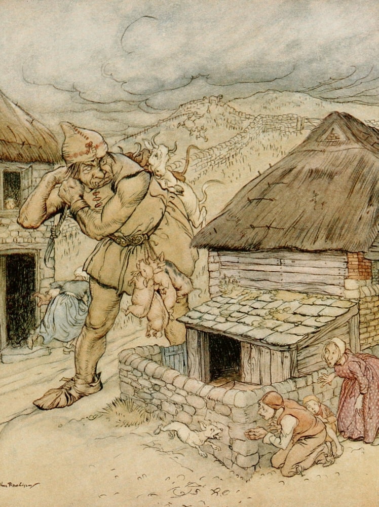 English Fairy Tales 1927 Jack the Giant Killer Canvas Art - A Rackham (18 x 24)