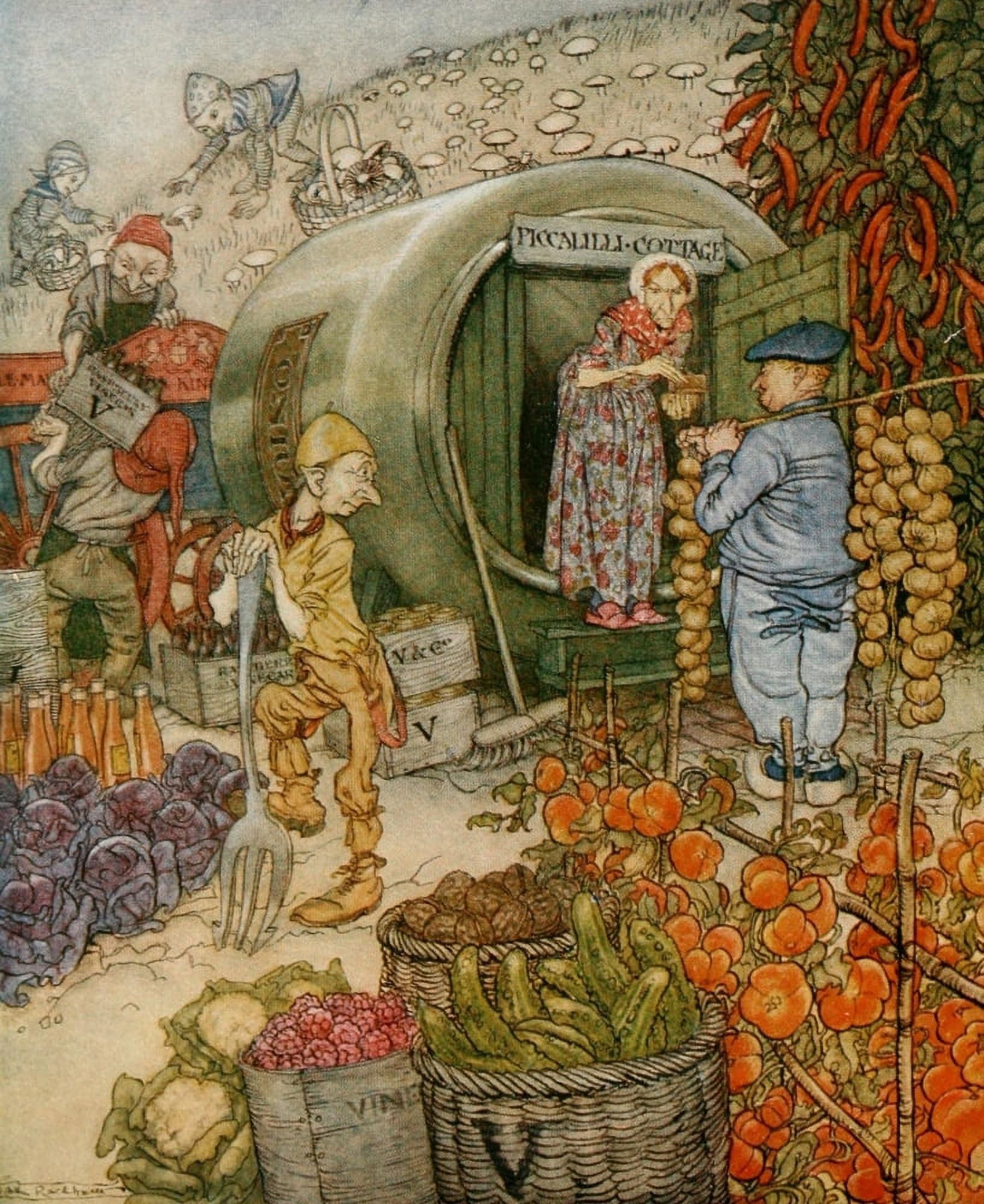 English Fairy Tales 1927 Mr & Mrs Vinegar Canvas Art - A Rackham (24 x 36)