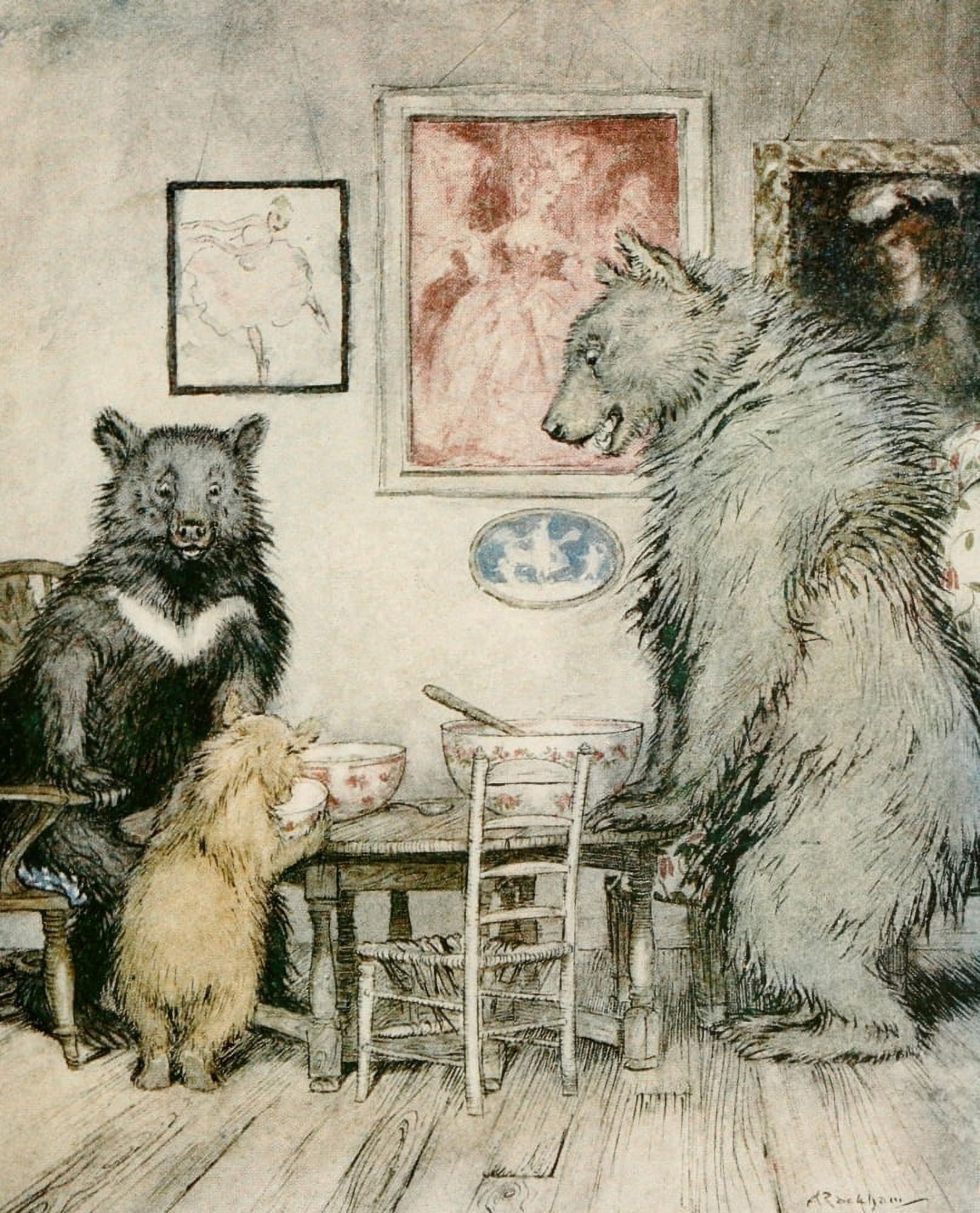 English Fairy Tales 1927 The Three Bears Canvas Art - A Rackham (24 x 36)