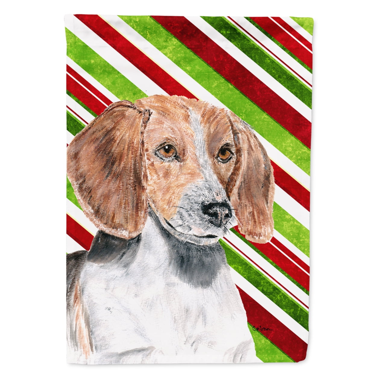 English Foxhound Candy Cane Christmas Garden Flag