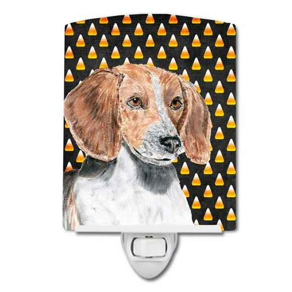 English Foxhound Candy Corn Halloween Ceramic Night Light