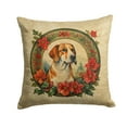 thumbnail image 1 of English Foxhound Christmas Flowers Throw Pillow 14 in x 14 in, 1 of 2