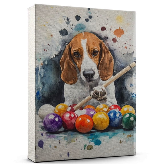 English Foxhound Dog Canvas Billiards Canvas Funny English Foxhound Dog Canvas Artwork, Funny Dog Wall Art for Billiards Room or Pet Shop