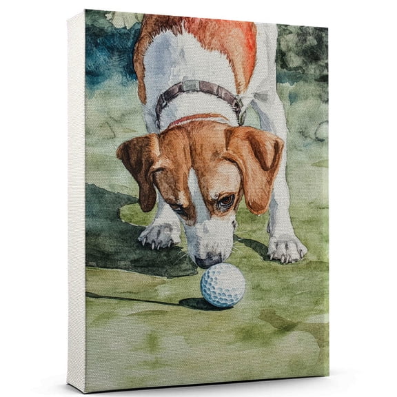 English Foxhound Dog Canvas Canvas Golf Theme Dog Art for Wall, English Foxhound Dog Playing Golf Wall Art, Dog Lover Canvas Decor