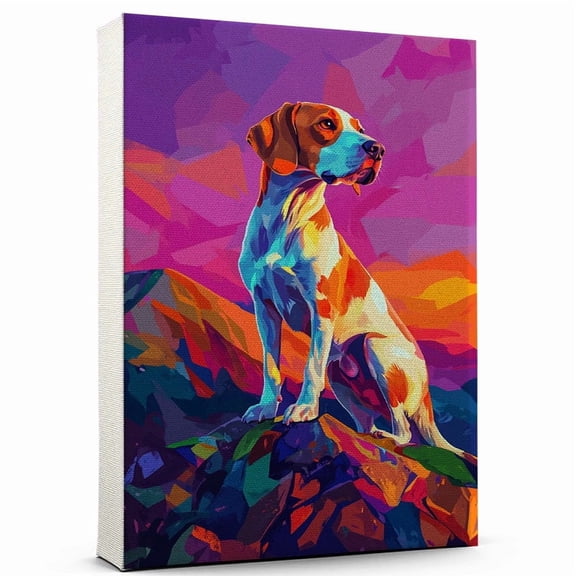 English Foxhound Dog Canvas Climbing Canvas Cute English Foxhound Canvas Wall Art of Puppy Playing Climbing, Perfect for Dog and Sports Fans
