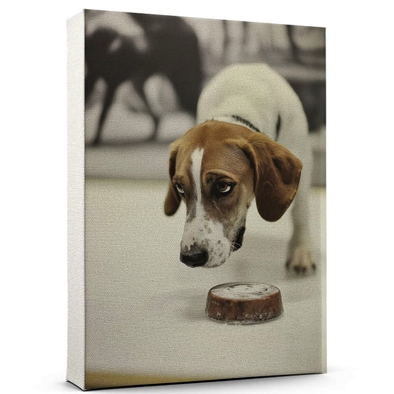 English Foxhound Dog Playing Ice Hockey Canvas Sports Dog, Perfect for Animal Lovers, English Foxhound Dog Canvas, Ice Hockey Canvas Wall Art for Rooms