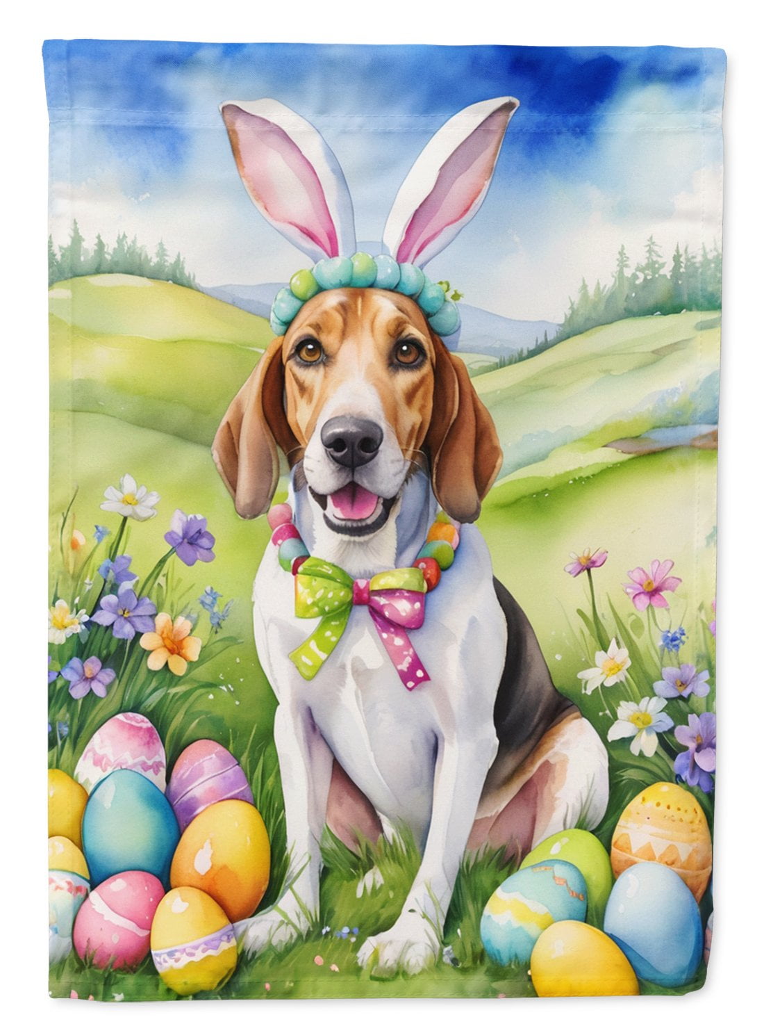 English Foxhound Easter Egg Hunt Garden Flag 11.25 in x 15.5 in