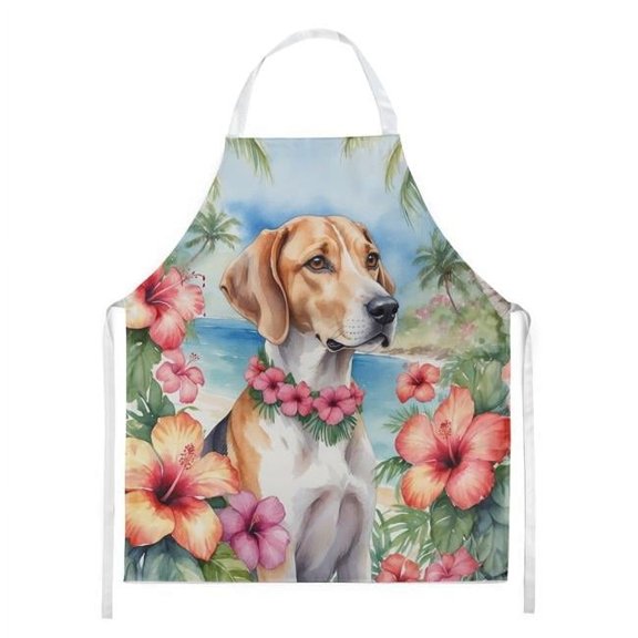 English Foxhound Luau Apron 27 in x 30 in
