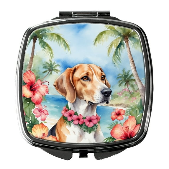 English Foxhound Luau Compact Mirror 2.75 in x 3 in