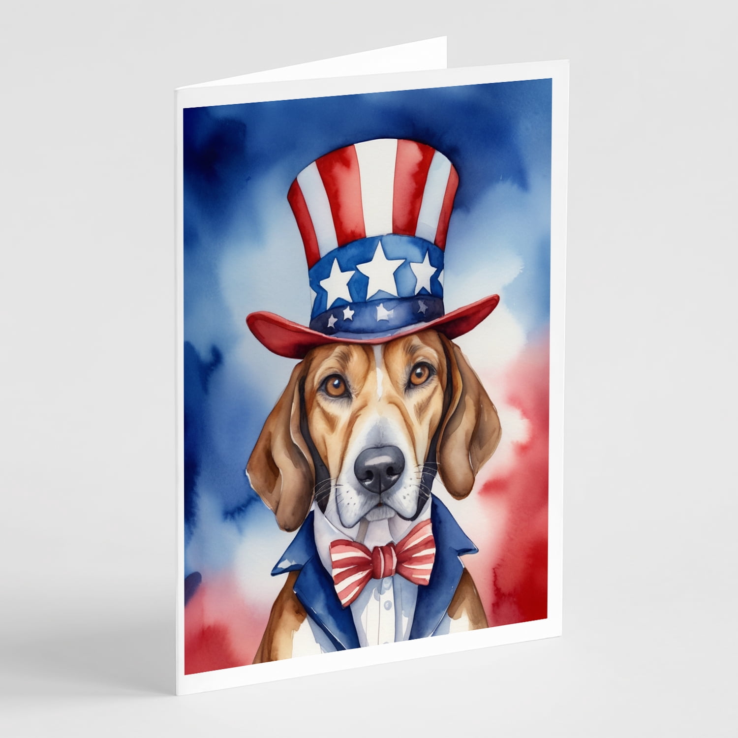 English Foxhound Patriotic American Greeting Cards Pack of 8 7 in x 5 in