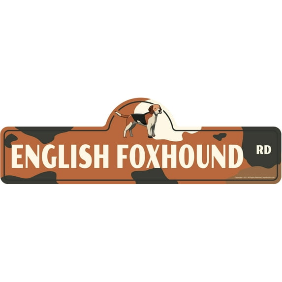 English Foxhound Street Sign | Indoor/Outdoor | Dog Lover Funny Home Décor for Garages, Living Rooms, Bedroom, Offices | SignMission personalized gift | 18" Wide