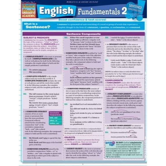 Pre-Owned English Fundamentals 2 (Quick Study Academic), 9781423208716, 1423208714, Paperback, Lam Crds edition