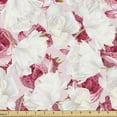 thumbnail image 1 of English Garden Fabric by the Yard, Floral Pattern with Delicate Pink and White Tones Flowers Print, Upholstery Fabric for Dining Chairs Home Decor Accents, 2 Yards, Multicolor by Ambesonne, 1 of 4