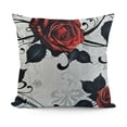 thumbnail image 1 of English Garden Throw Pillow Cushion Cover, an Abstract Backdrop with Floral Rose Swirls Ivy and Leaves Spring Season Artwork, Decorative Square Accent Pillow Case, , Vermilion Grey, 1 of 5