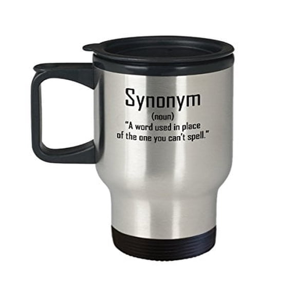 English Grammar Coffee Mug - Synonym (Noun) - Gift for Teachers - 14 oz Stainless Steel Travel Cup