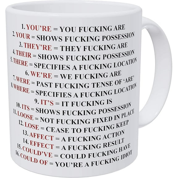 English Grammar Police, Teacher. Funny Coffee Mug 11 Ounces Inspirational And Motivational