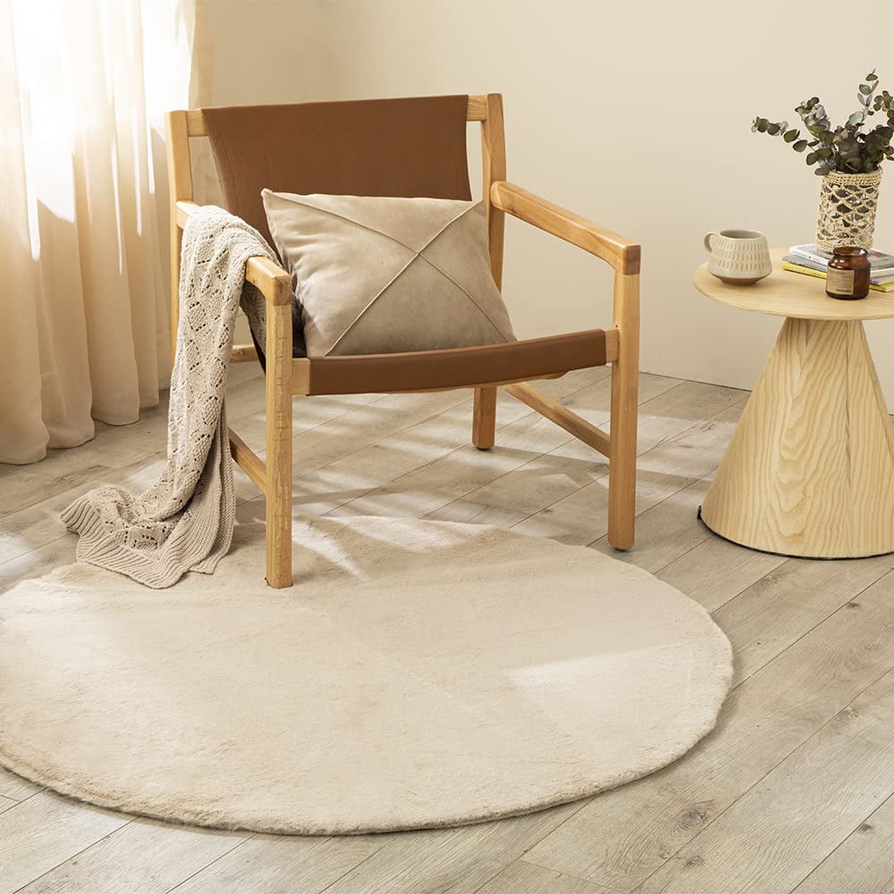 English Home Faux Sheepskin Round Rug, Modern Shaggy Fluffy Rugs for ...