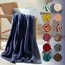 English Home Fleece Throw Blanket,Soft Plush Blanket for Couch Sofa or Bed Throw Size, Super Cozy and Comfy for All Seasons, Dark Blue 130x170 inch(cm)