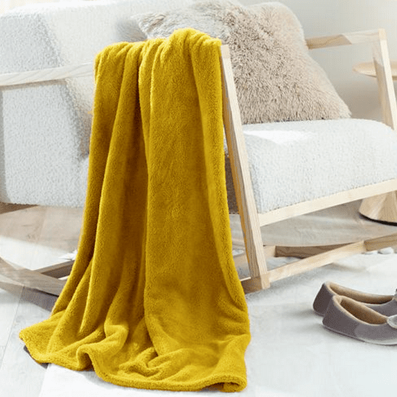 English Home Fleece Throw Blanket,Soft Plush Blanket for Couch Sofa or Bed Throw Size, Super Cozy and Comfy for All Seasons, Amber 130x170 (cm)