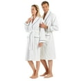 thumbnail image 1 of English Home Premium Cotton Robes for Women, Lightweight Mens Robe, Unisex Terry Cloth Bathrobe, Soft Shower Spa Robe, White Navy, M/L, 1 Pcs, 1 of 7
