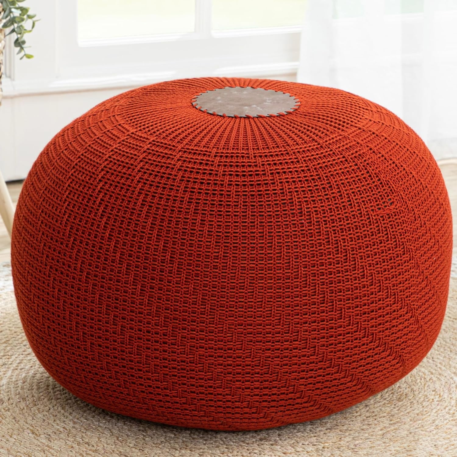 Free Shipping! English Home Round Ottoman Pouf Foot Stool Large Knitted ...