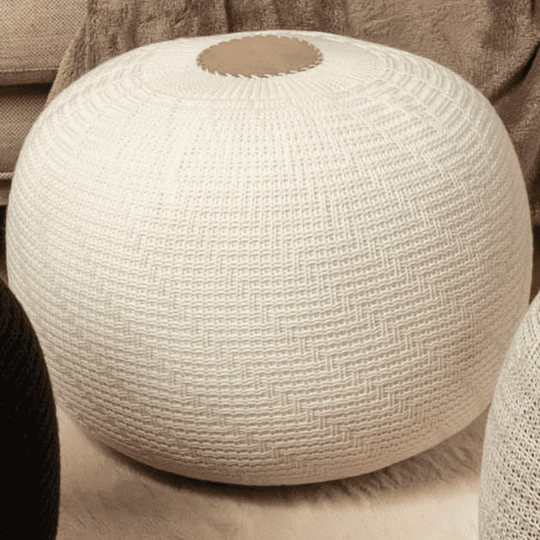 Round knit 2024 indoor outdoor pouf