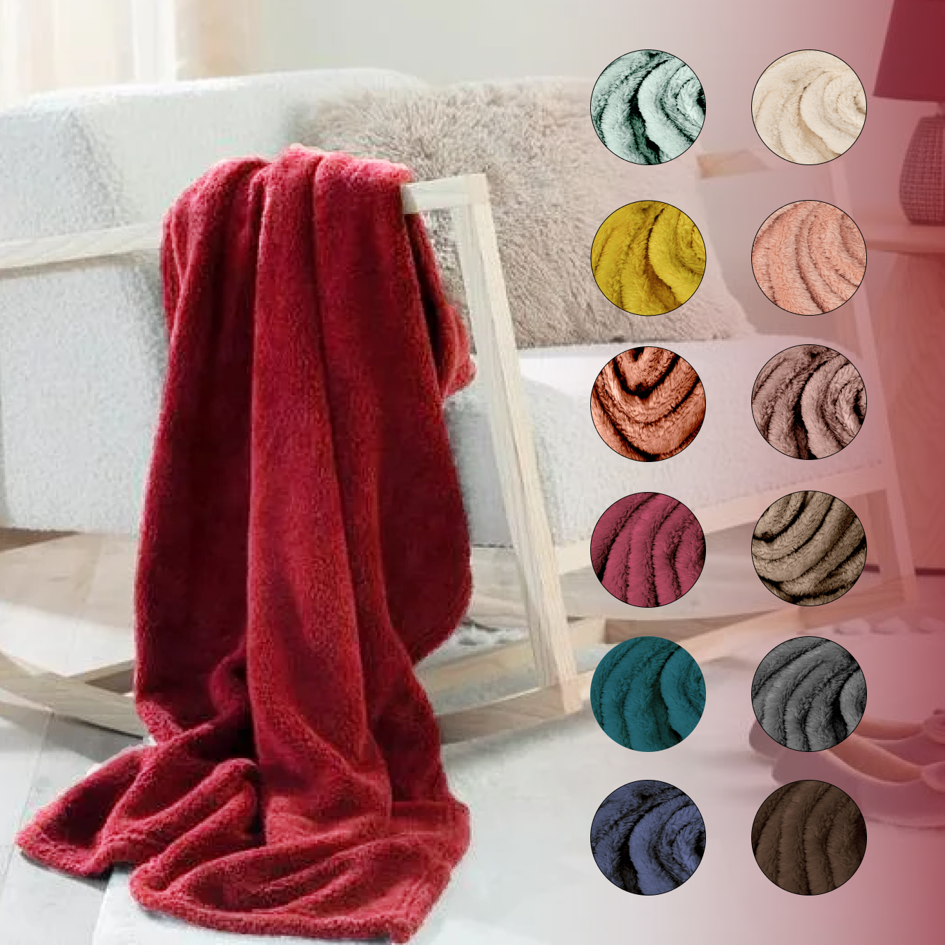 Plush Flannel Fleece Blanket Warm Twin Travel Burgundy 59" x 78