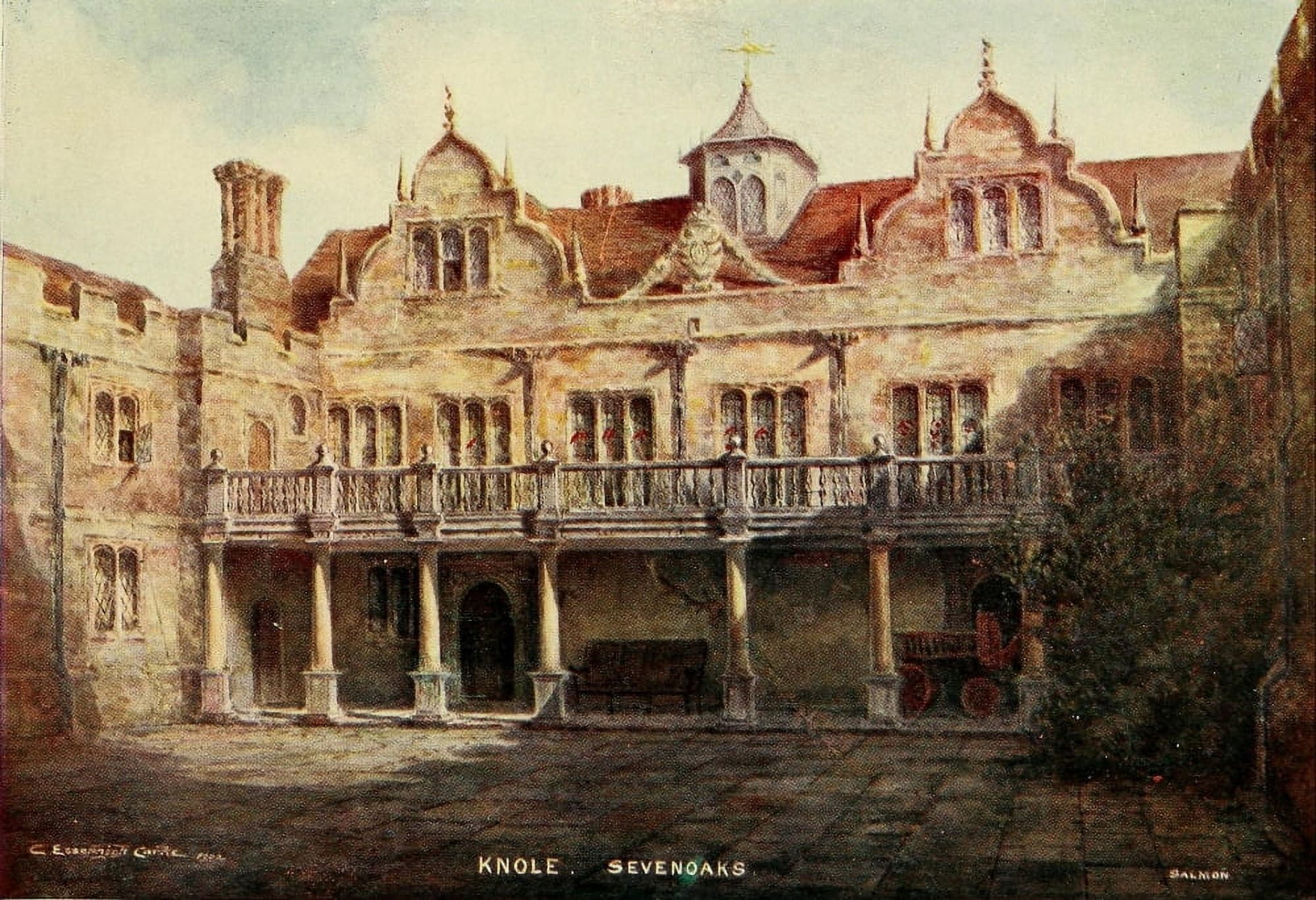 English Homes & Villages 1909 Knole Stone Court Canvas Art - Charles E Corke (18 x 24)