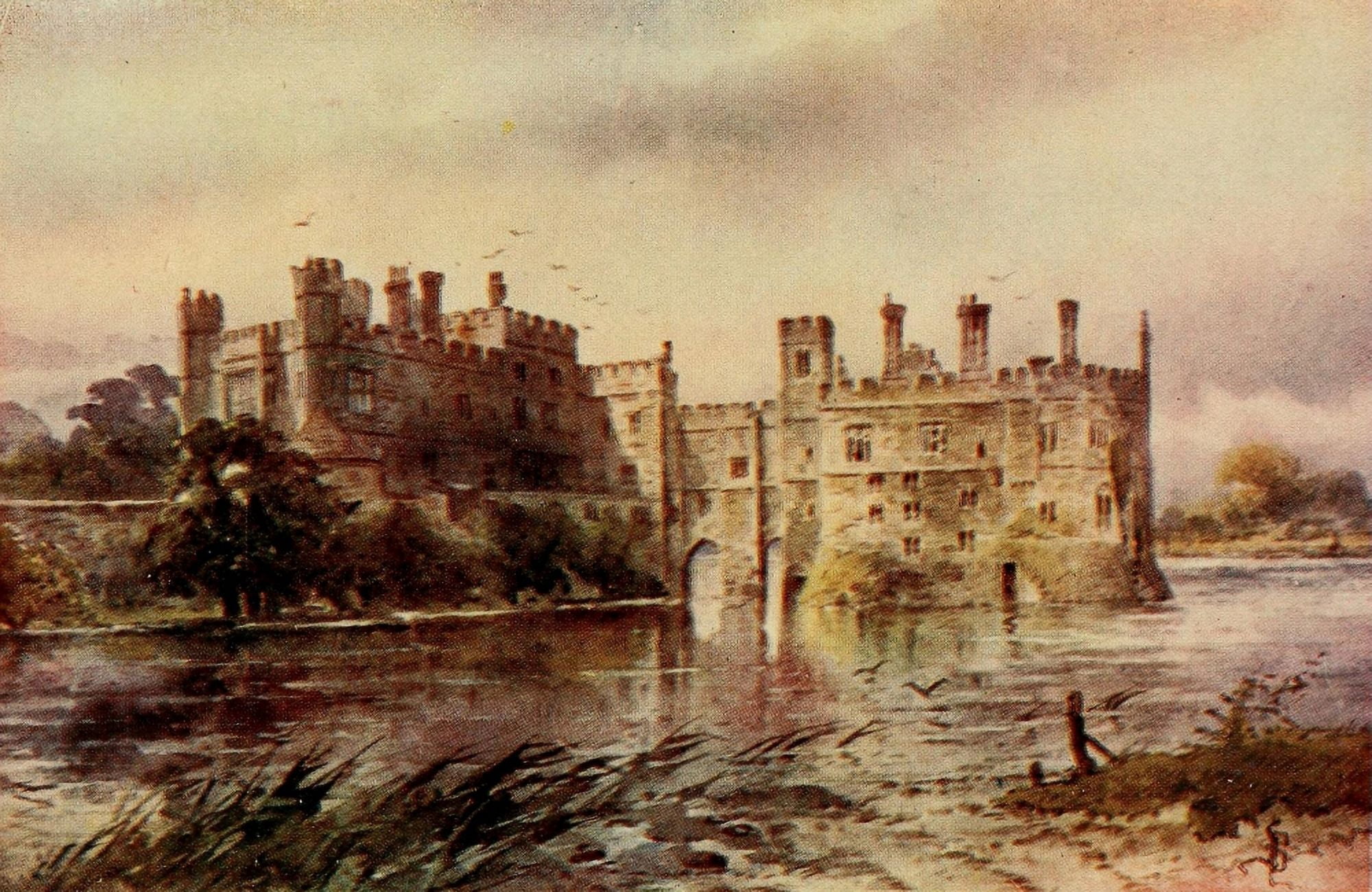 English Homes & Villages 1909 Leeds Castle Canvas Art - Sidney Baker (18 x 24)