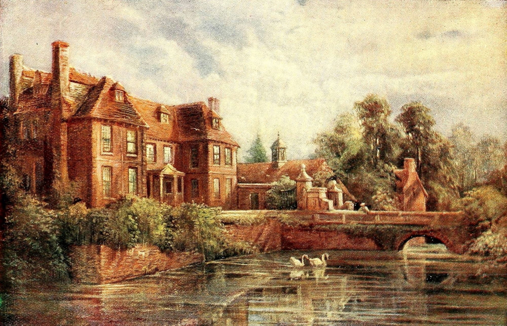 English Homes & Villages 1909 Moat House Groombridge Canvas Art - FW Burton (18 x 24)