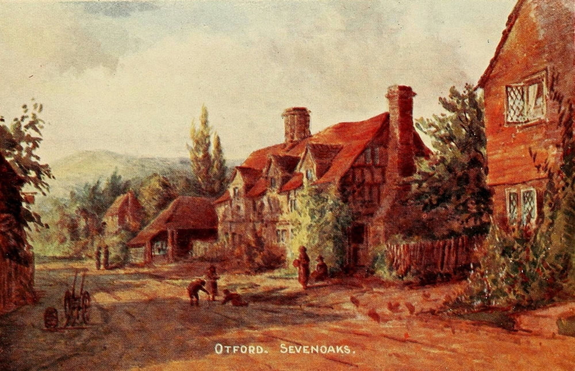 English Homes & Villages 1909 Otford Sevenoaks Canvas Art - Charles E Corke (24 x 36)