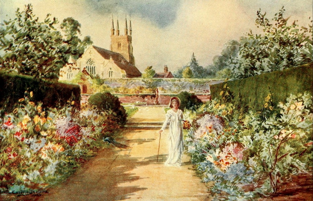 English Homes & Villages 1909 Penshurst Place garden walk Canvas Art - Charles E Corke (24 x 36)