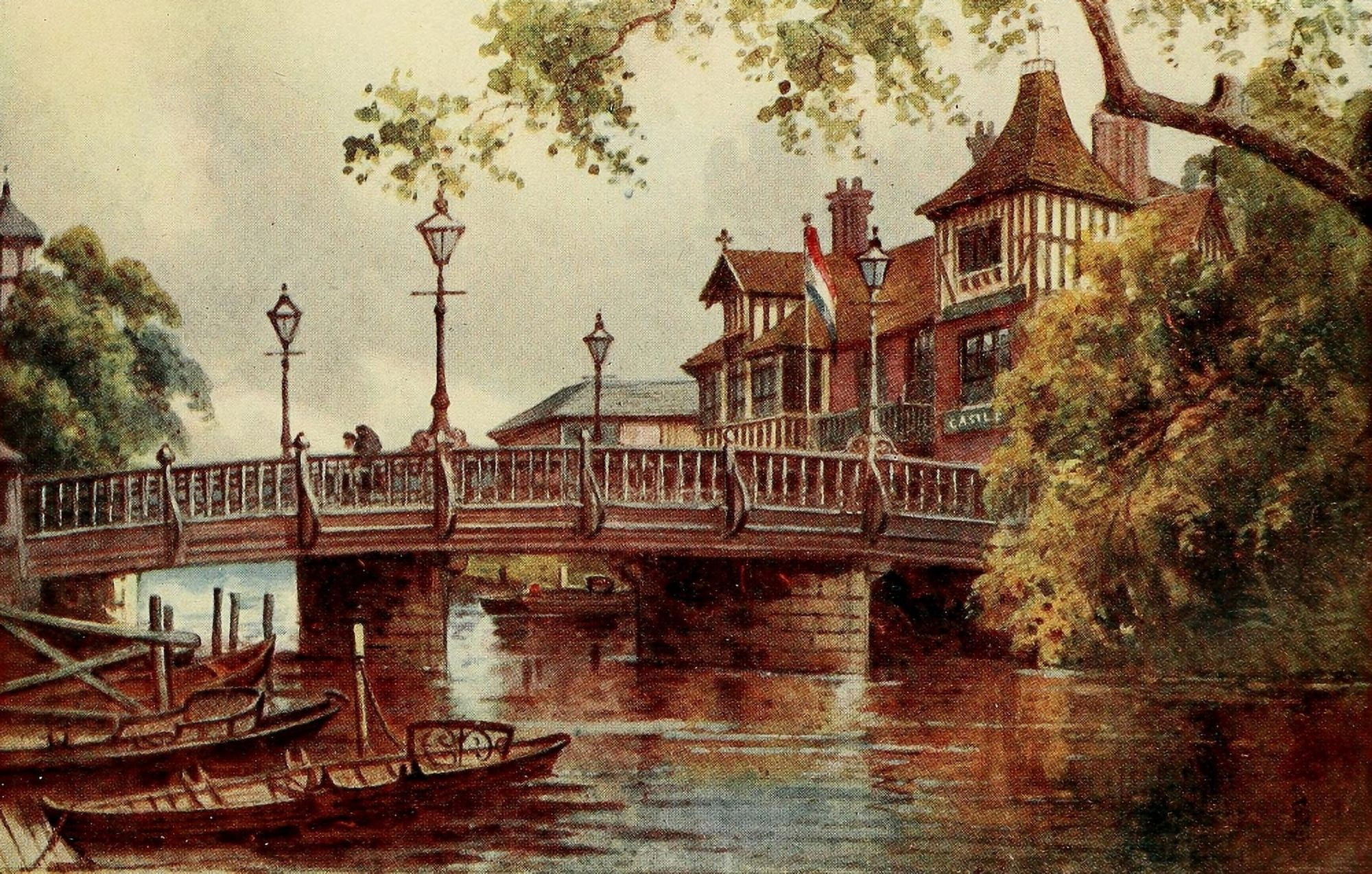English Homes & Villages 1909 River Tonbridge Canvas Art - Sidney Baker (24 x 36)