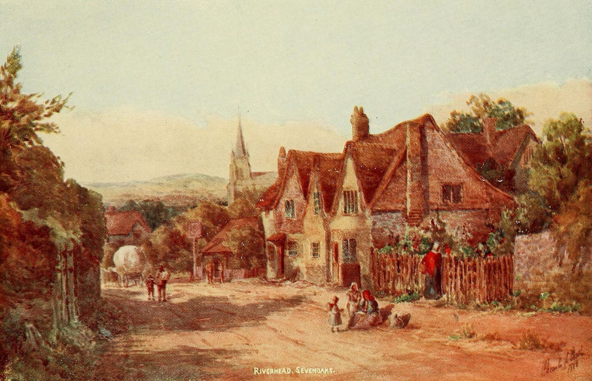 English Homes & Villages 1909 Riverhead near Sevenoaks Canvas Art - Charles E Corke (18 x 24)