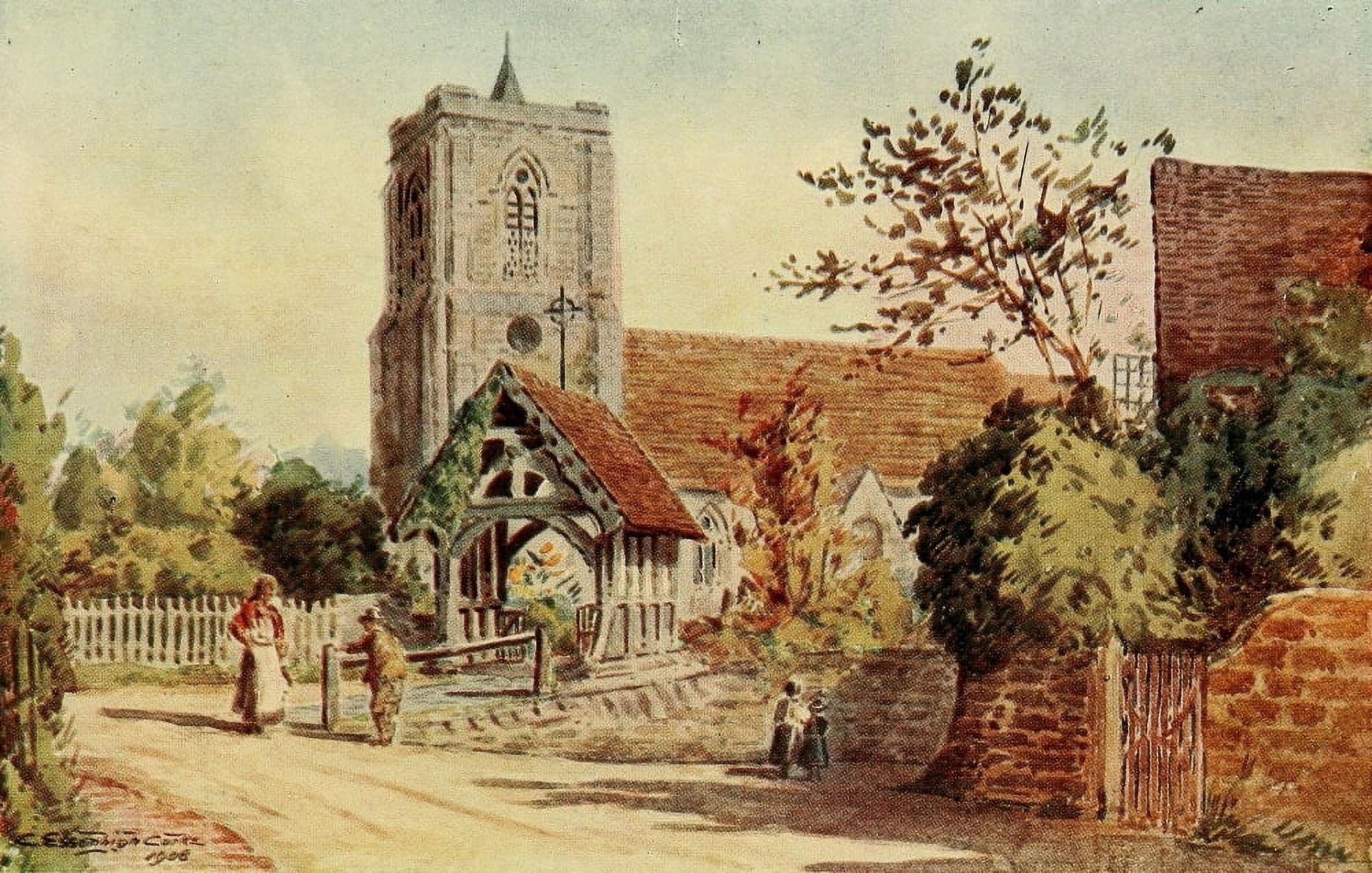 English Homes & Villages 1909 Speldhurst Church Tunbridge Wells Canvas Art - Charles E Corke (18 x 24)
