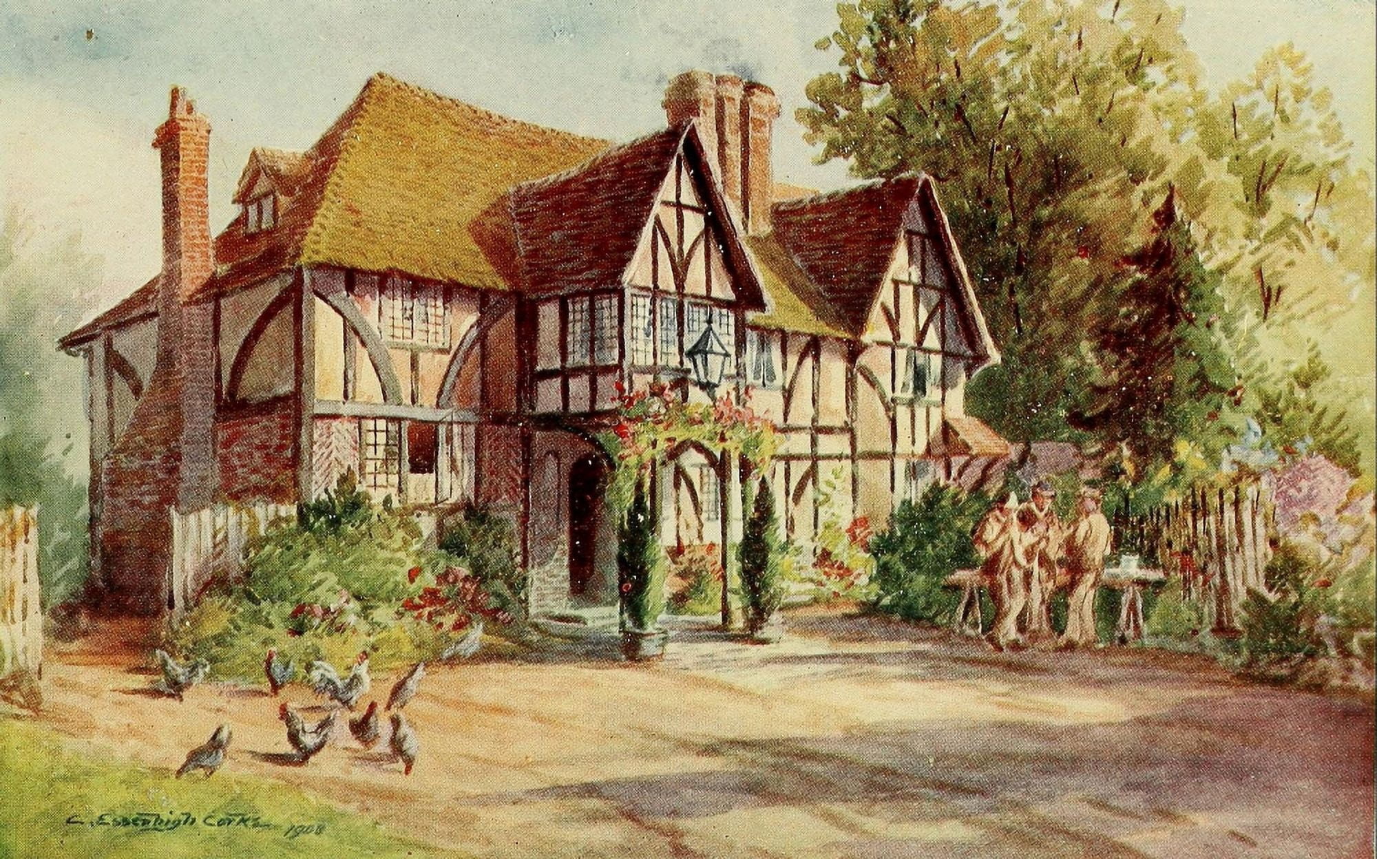 English Homes & Villages 1909 Speldhurst Old Inn Tunbridge Wells Canvas Art - Charles E Corke (18 x 24)