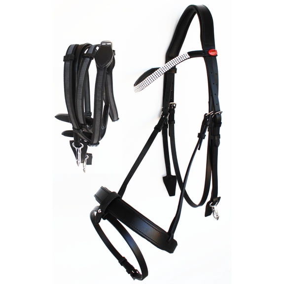 English Horse All Purpose Padded Leather Removeable Flash Bridle Reins 803481BKF