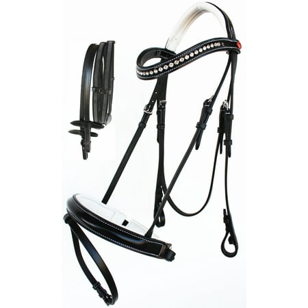English Horse COB All Purpose Padded Leather Removeable Flash Bridle Reins 803476BKC