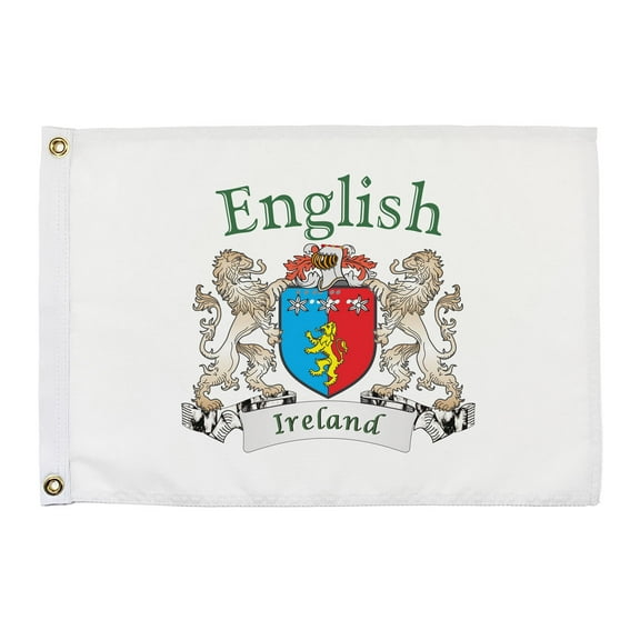 English Irish Coat of Arms Small White Flag - 16"x10.5" inches