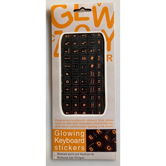 English Keyboard Stickers Flourescent Orange By Funkey Rico - New