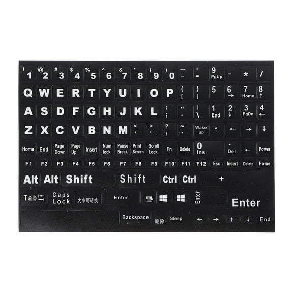 English Keyboard Stickers Replacement English Keyboard Sticker with White Font on Black Background Universal for Laptop Desktop Computer Durable Matte Alphabet Sticker